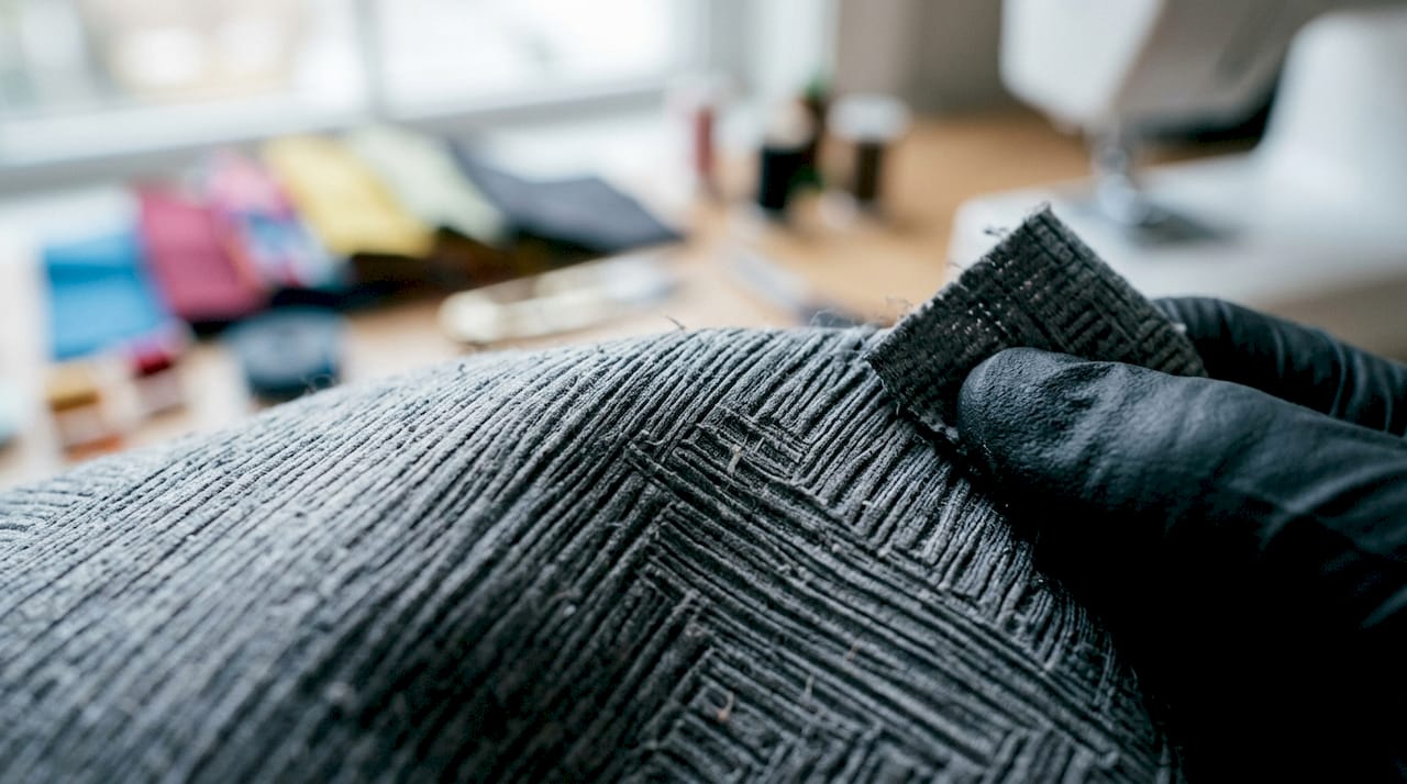 Close-up of performance polyester fibers texture