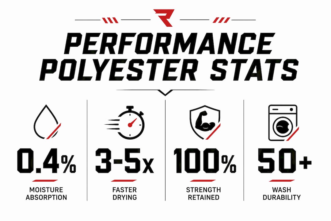 Infographic showing performance polyester key statistics