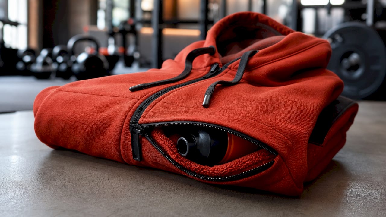Close-up of custom hockey hoodie fabric and details