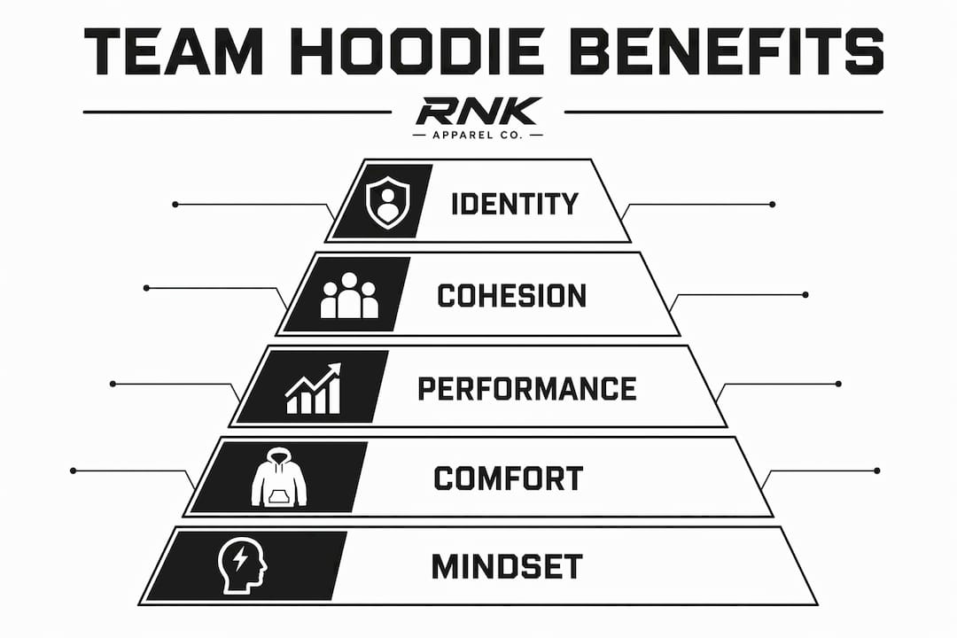 Infographic illustrating benefits of team hoodies