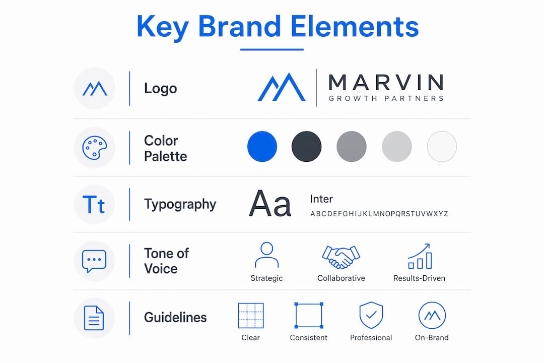 Infographic outlining key brand identity components
