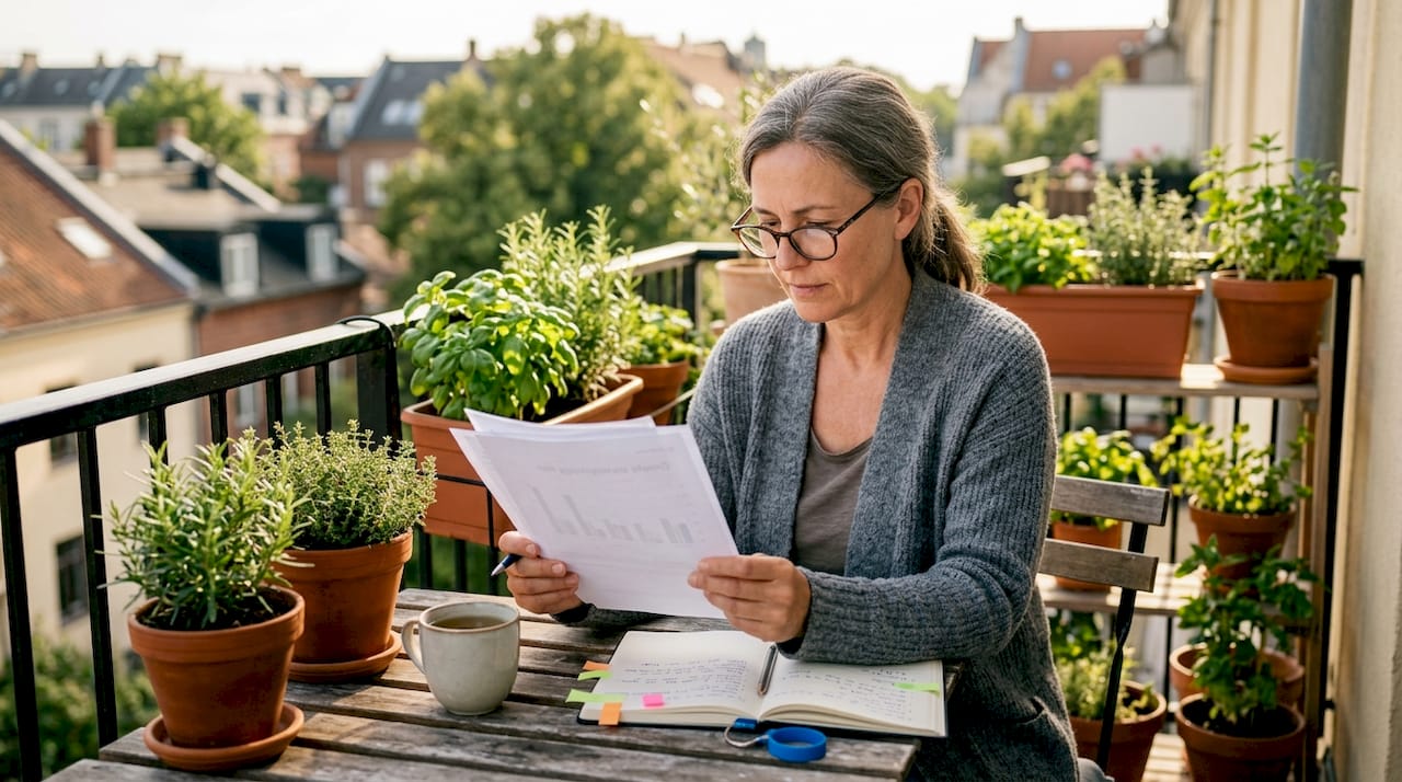 Small business owner reviewing growth plan