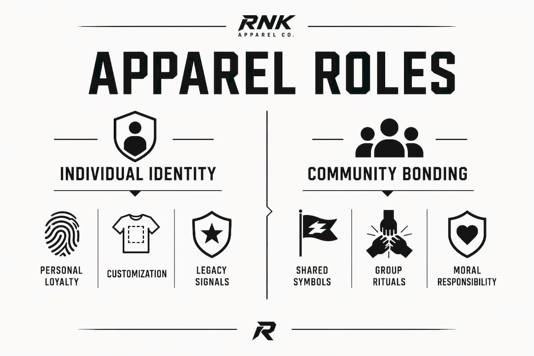 Infographic comparing apparel roles in identity and community