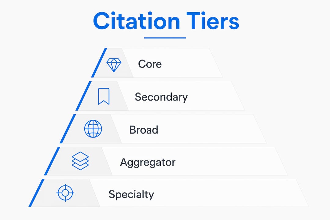 Infographic illustrating citation tiers for local SEO