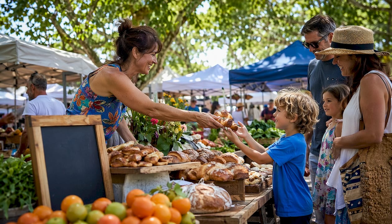 Bakery owner serving treats at community event
