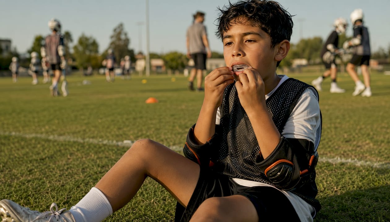 Child fitting mouthguard for sports safety