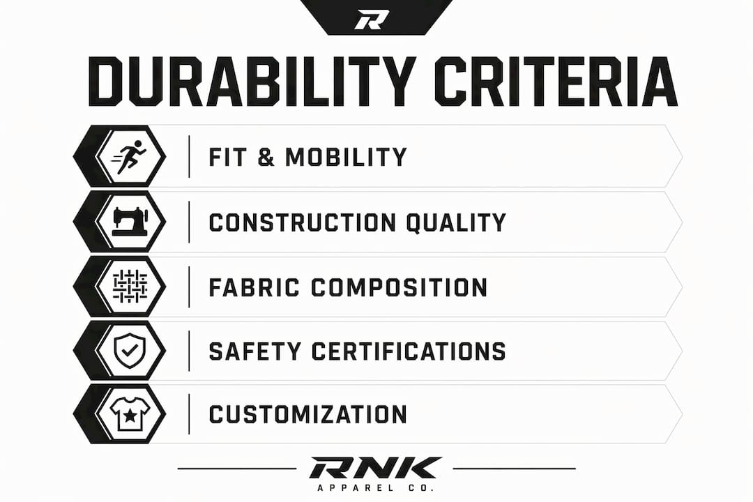 Infographic illustrating durability criteria for youth hockey apparel