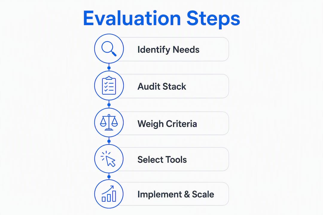 Infographic showing tool evaluation steps