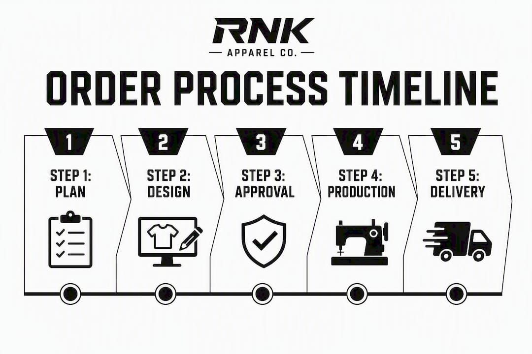 Infographic showing custom jersey order process steps