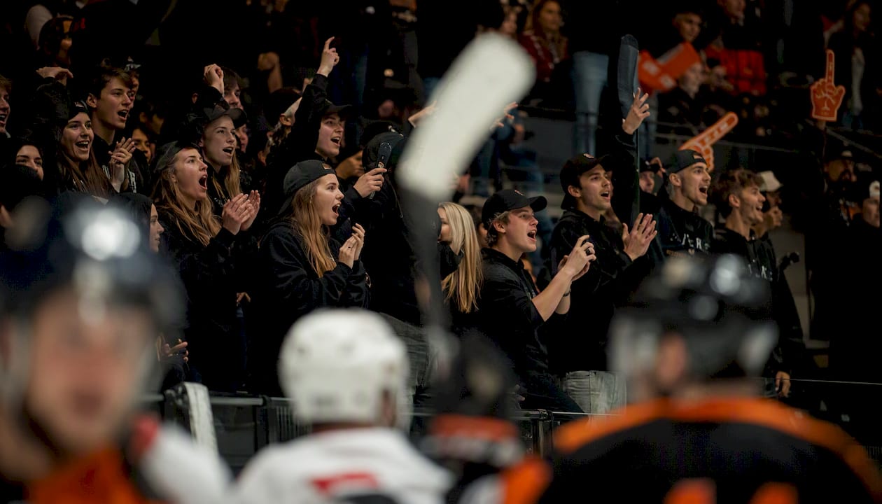 Players seeing unified fan section in matching apparel