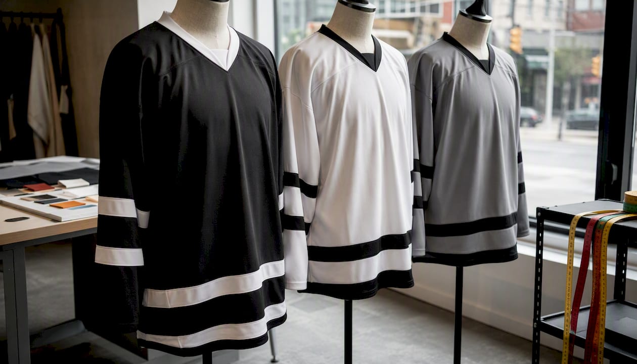 Mannequins showing hockey jersey cut differences