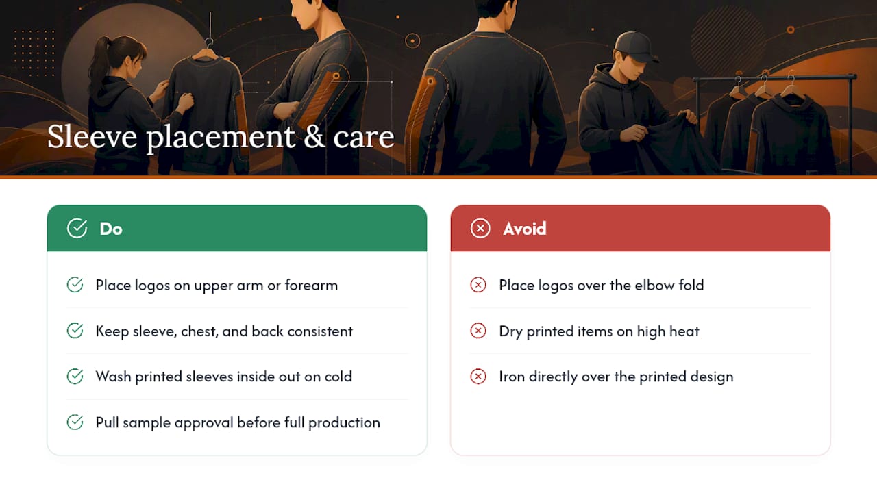 How does Rnkapparel handle sleeve placement on team orders? — overview diagram