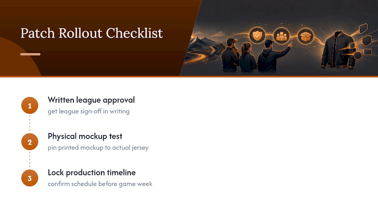 Three-step sponsor patch rollout checklist