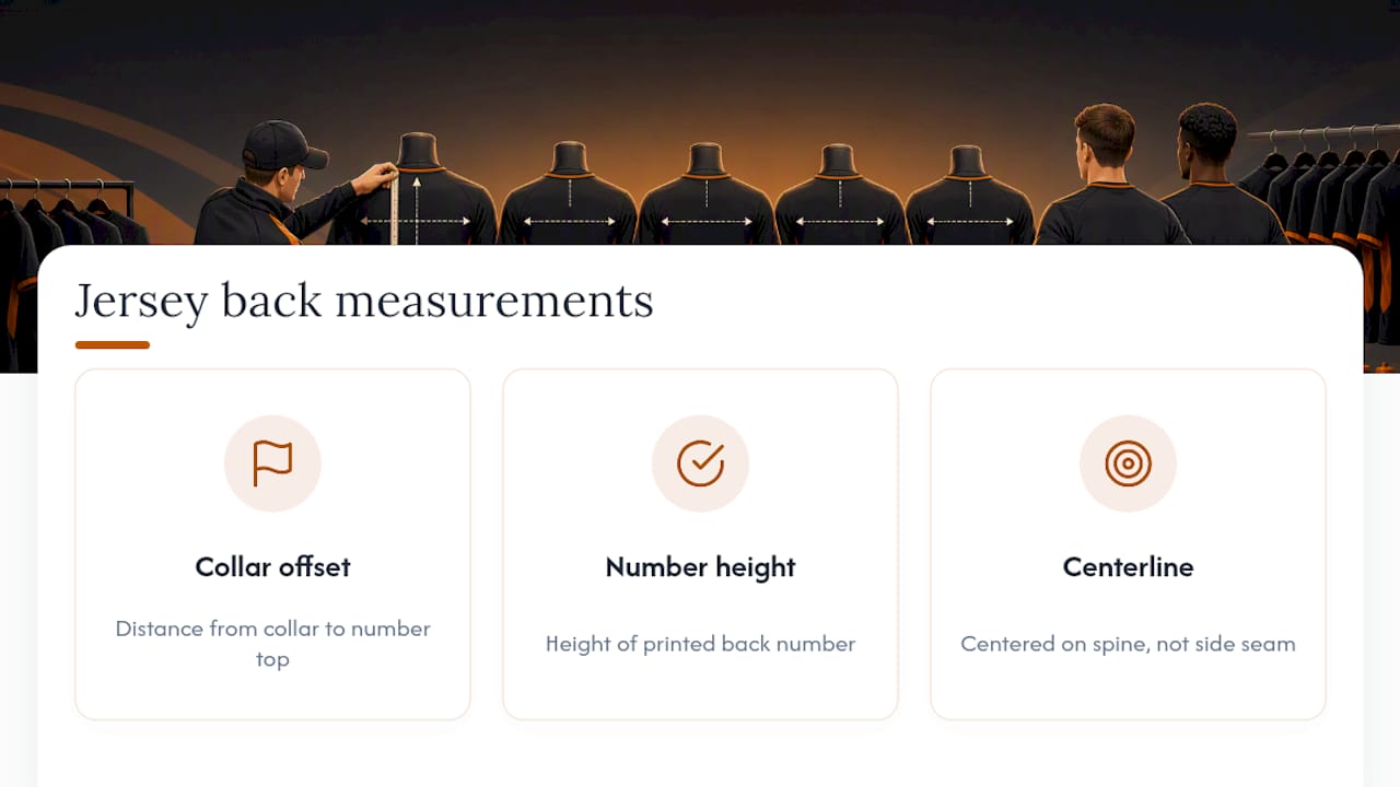 Jersey proof measurement callouts