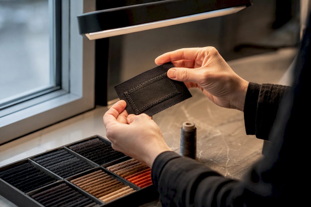 Thread sample checked under different lighting