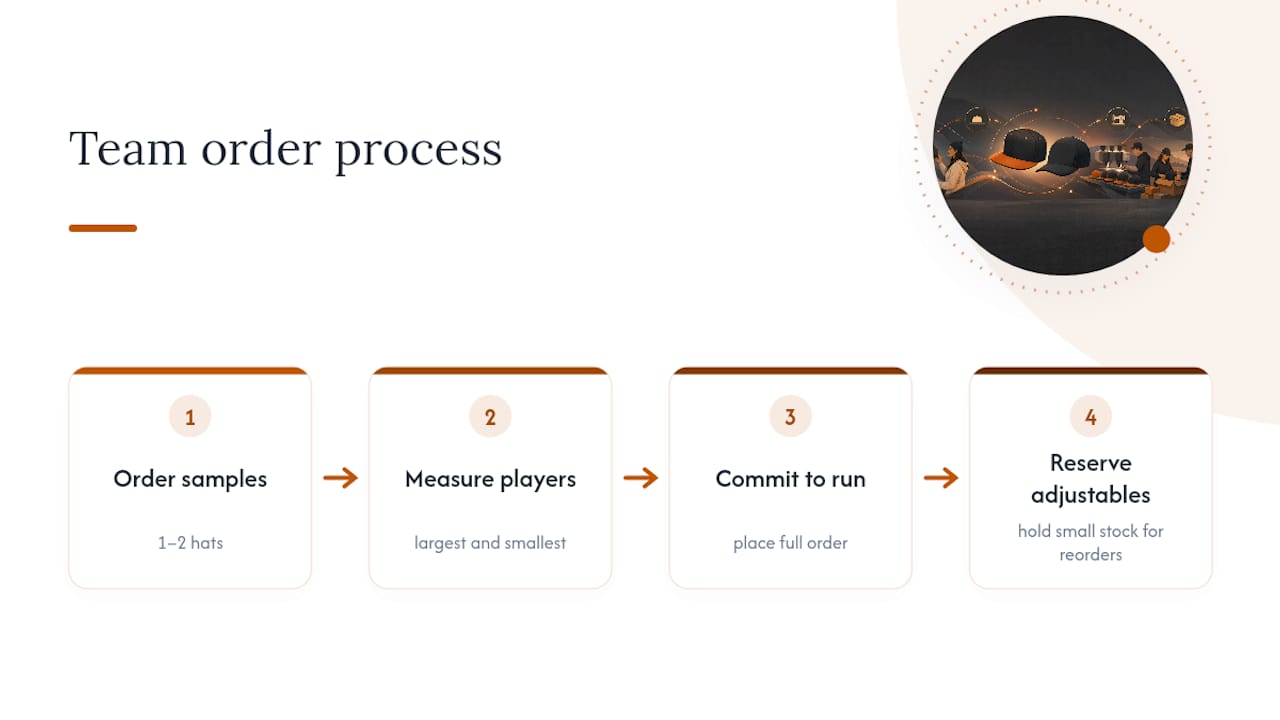 Four-step team hat sizing process