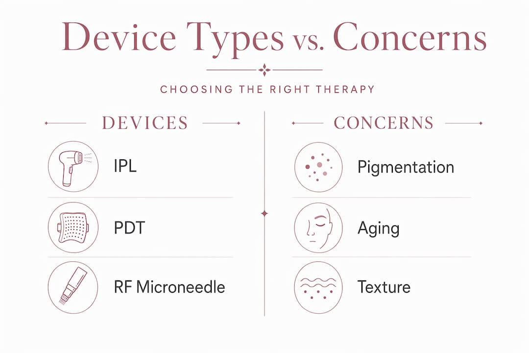 Infographic showing device types versus skin concerns