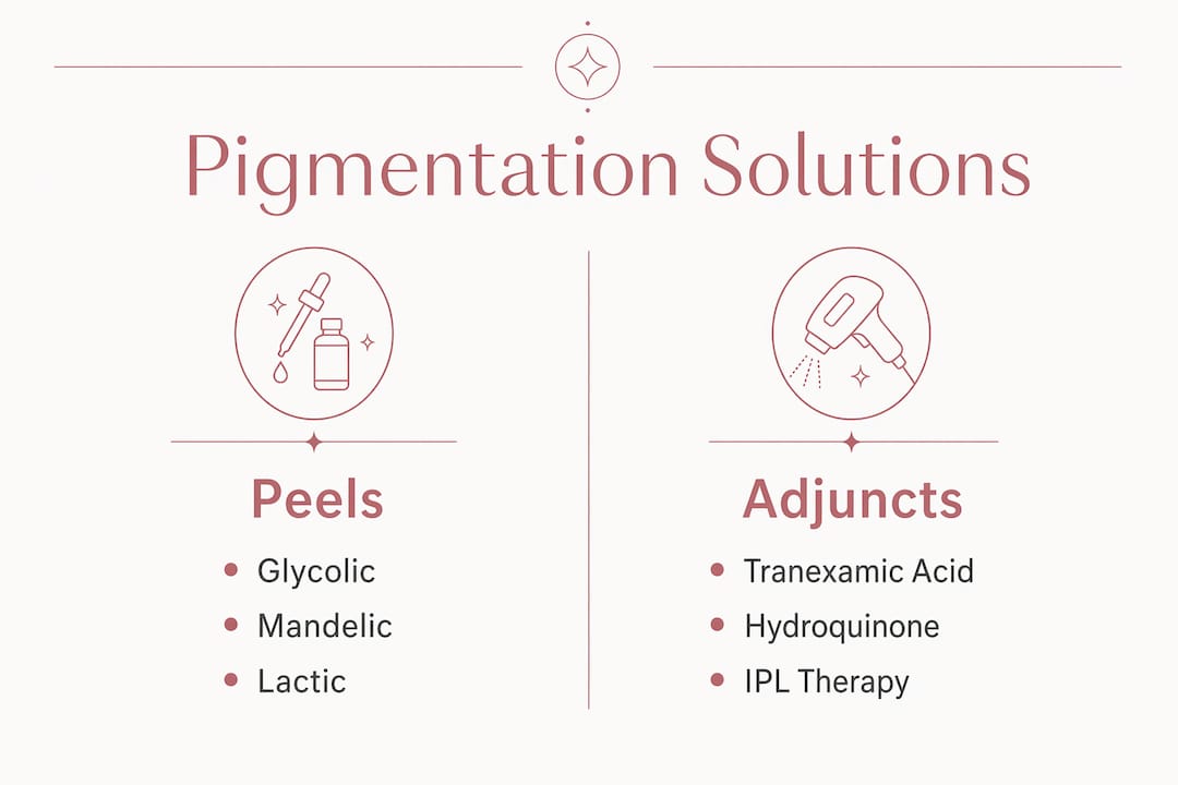 Infographic comparing superficial pigmentation treatment types