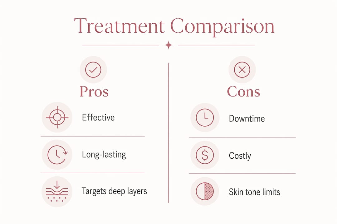 Infographic comparing pros and cons of skin treatments