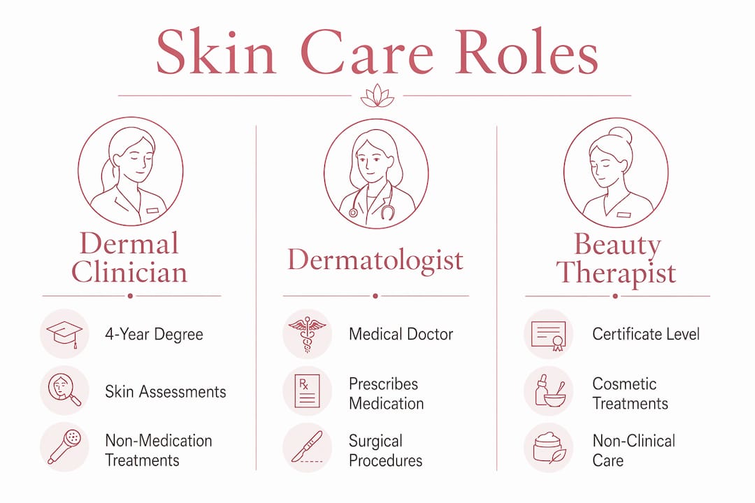 Infographic comparing skin care professional roles