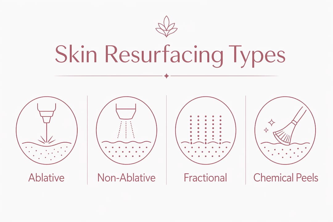 Infographic showing types of skin resurfacing treatments
