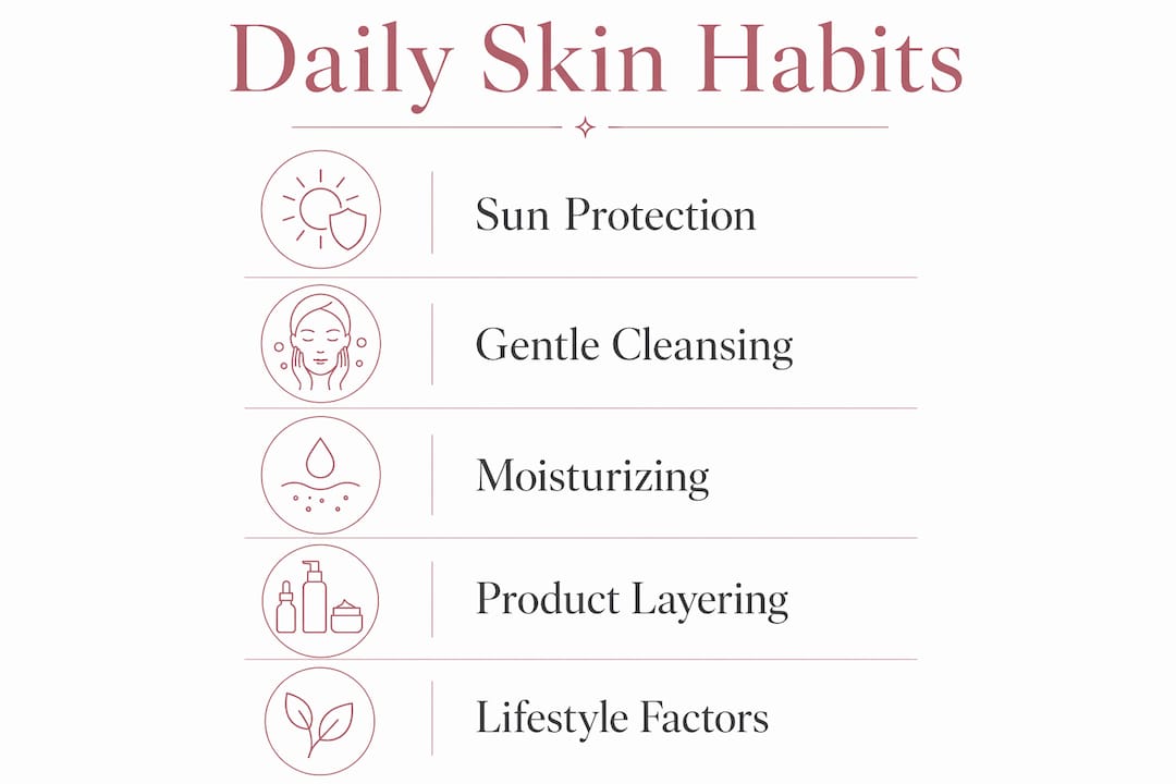 Infographic illustrating key daily skin health habits