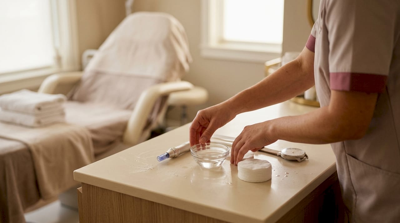 Close-up of facial treatment tools on spa tray