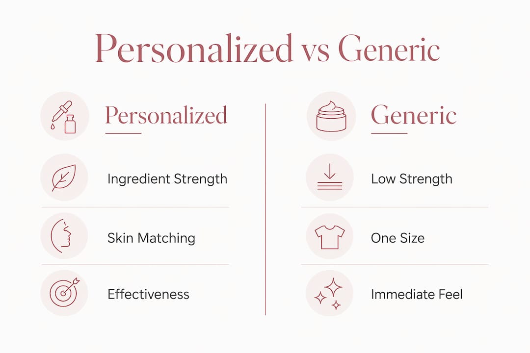 Infographic comparing personalized and generic skincare benefits