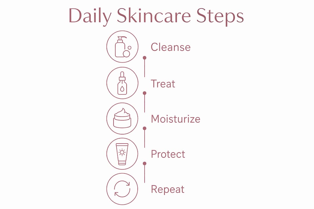 Infographic showing daily skincare routine steps