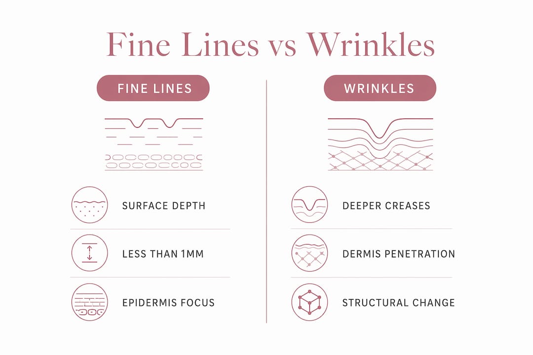 Infographic comparing fine lines and wrinkles features