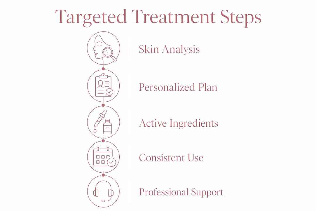 Infographic outlining steps of targeted skin treatment process