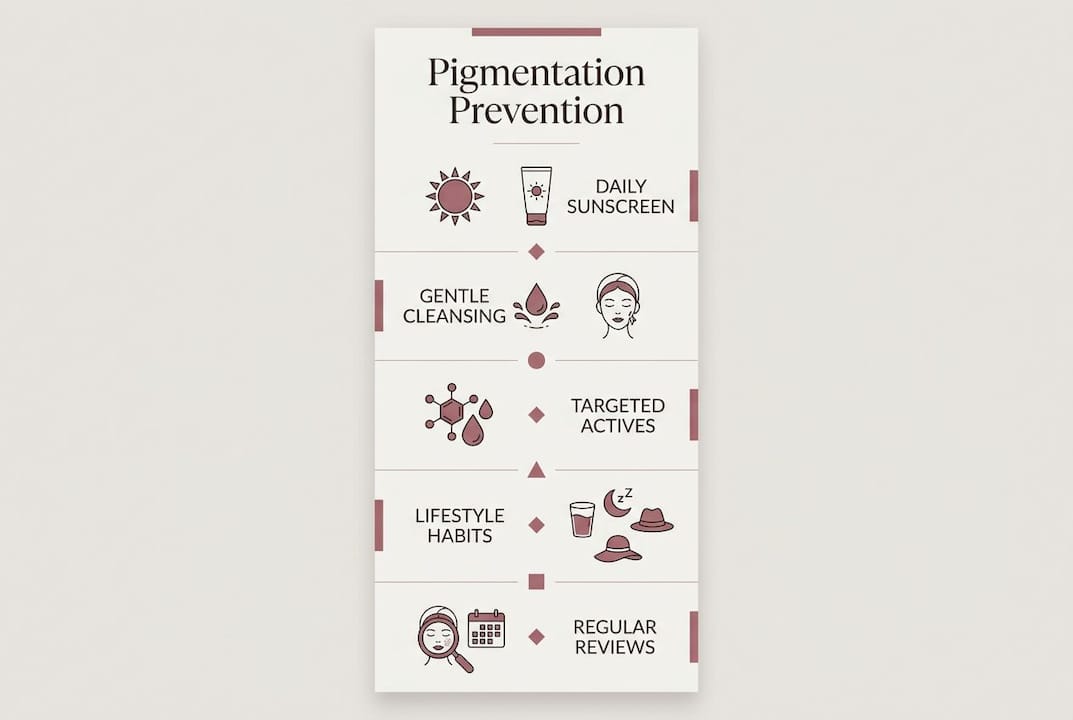Infographic showing steps to prevent pigmentation recurrence