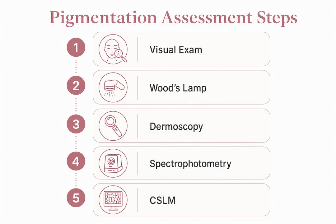 Infographic outlining key steps in pigmentation assessment process