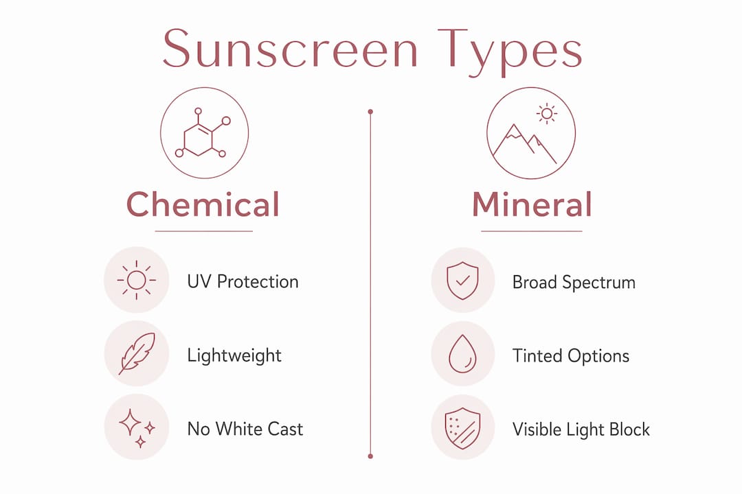 Infographic comparing chemical and mineral sunscreens