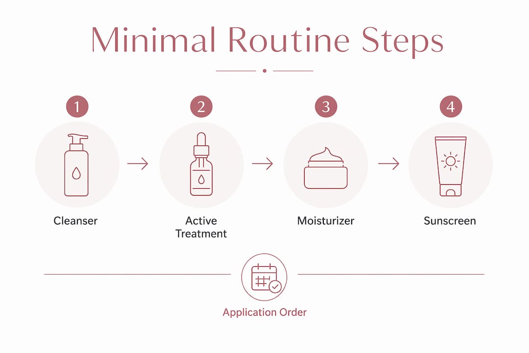 Infographic showing minimal skincare routine steps