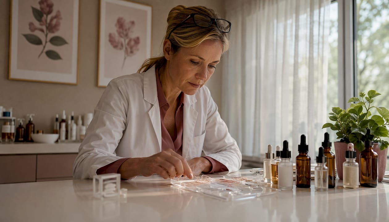 Dermatologist reviewing antioxidants for aging skin