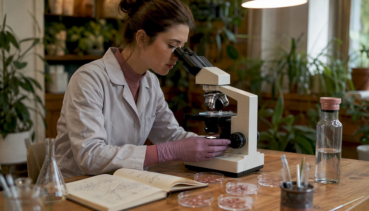 Close-up of skin cell DNA repair research