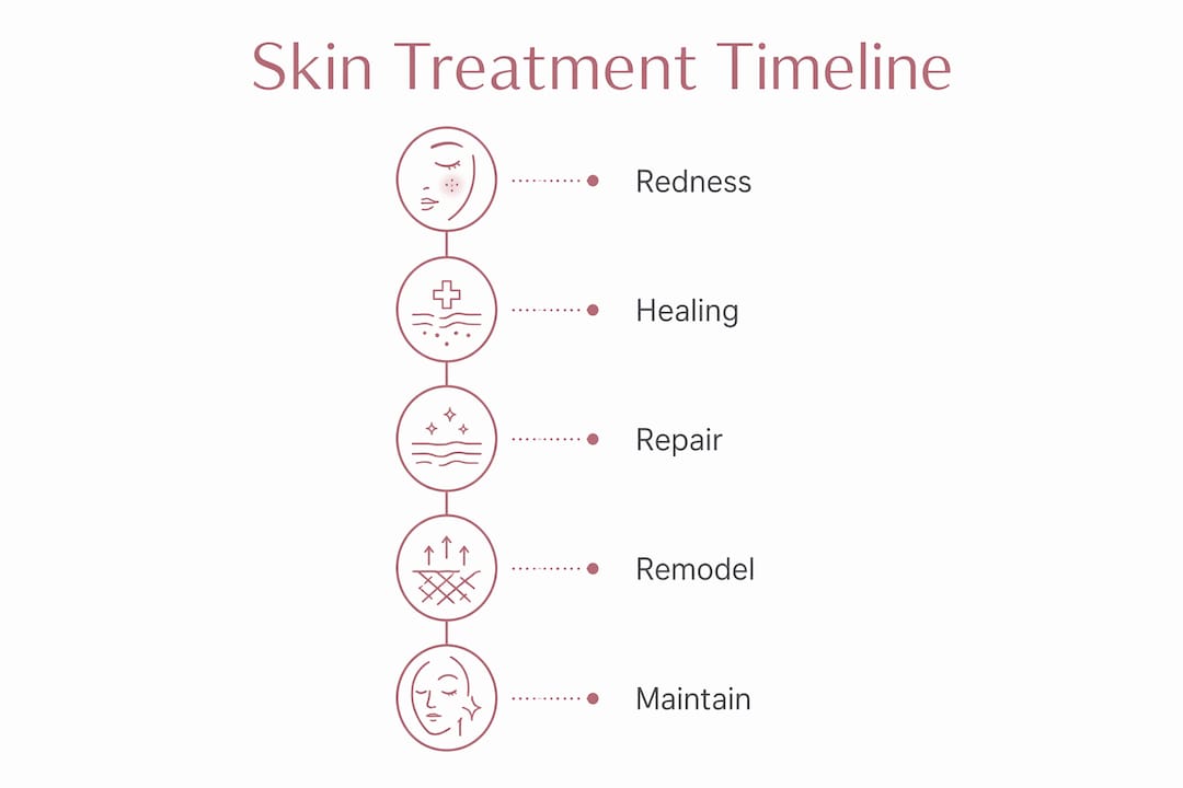 Infographic showing stages of skin treatment timeline