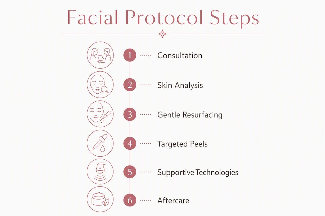 Infographic outlining facial treatment protocol steps