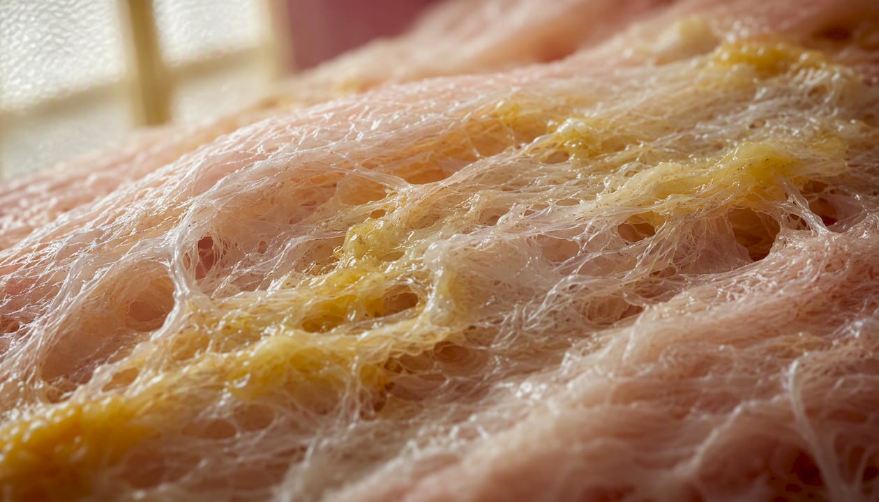 Macro dermal collagen and elastin fibers with glycation