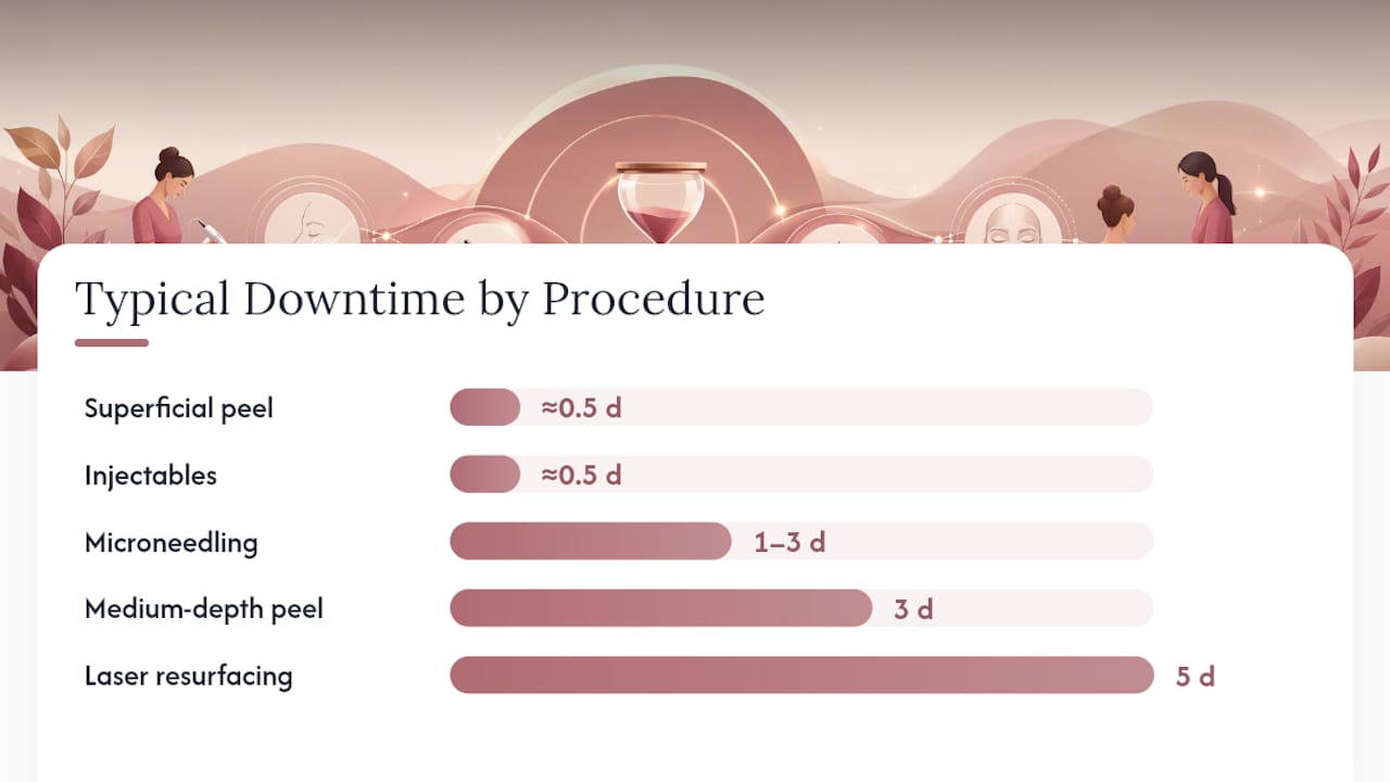 Chart comparing in-clinic skincare treatments and their attributes