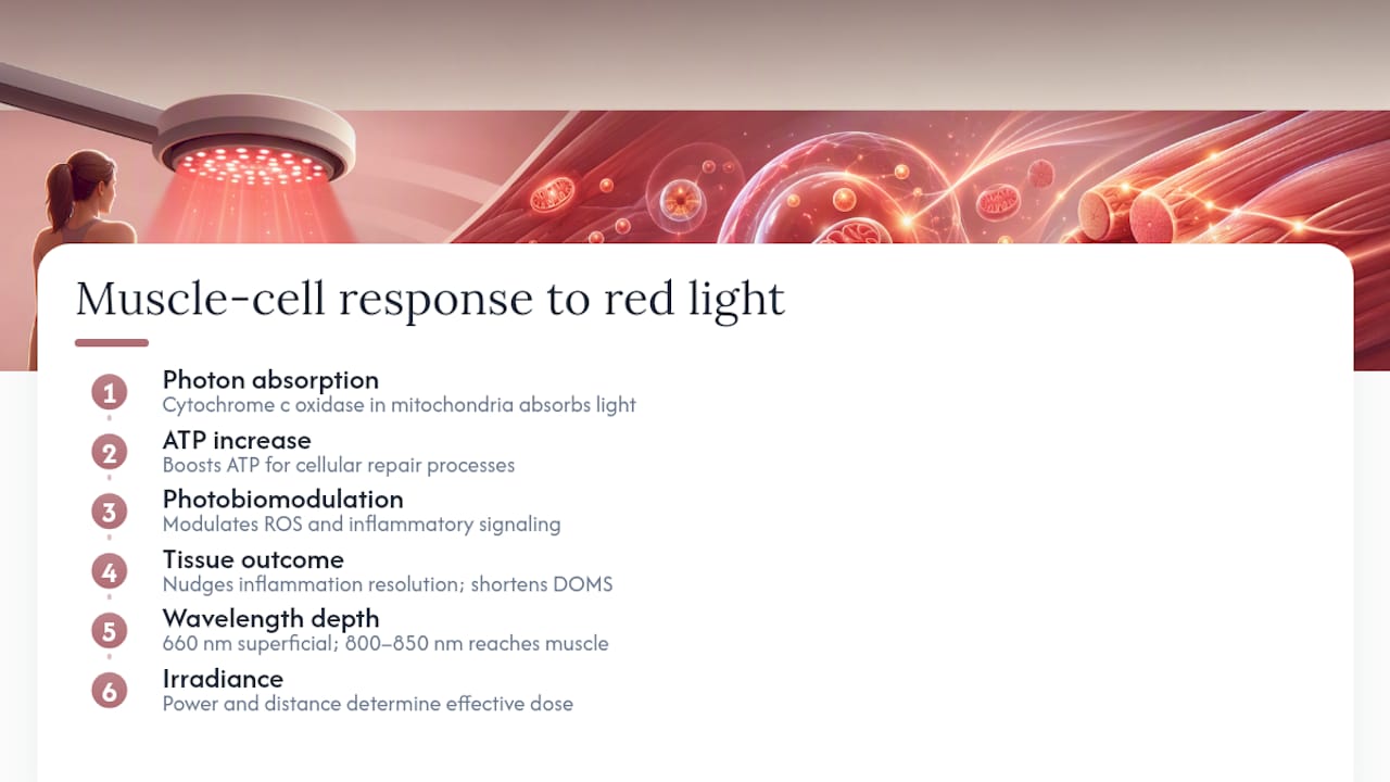 What Happens Inside a Muscle Cell Under Red Light? — overview diagram