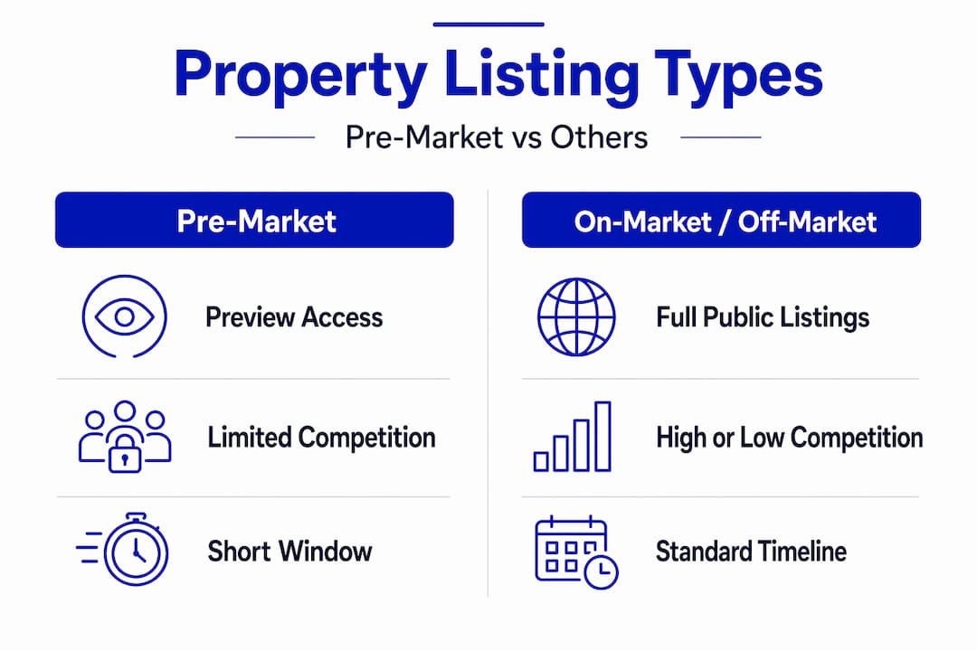 Infographic comparing pre-market to other listing types