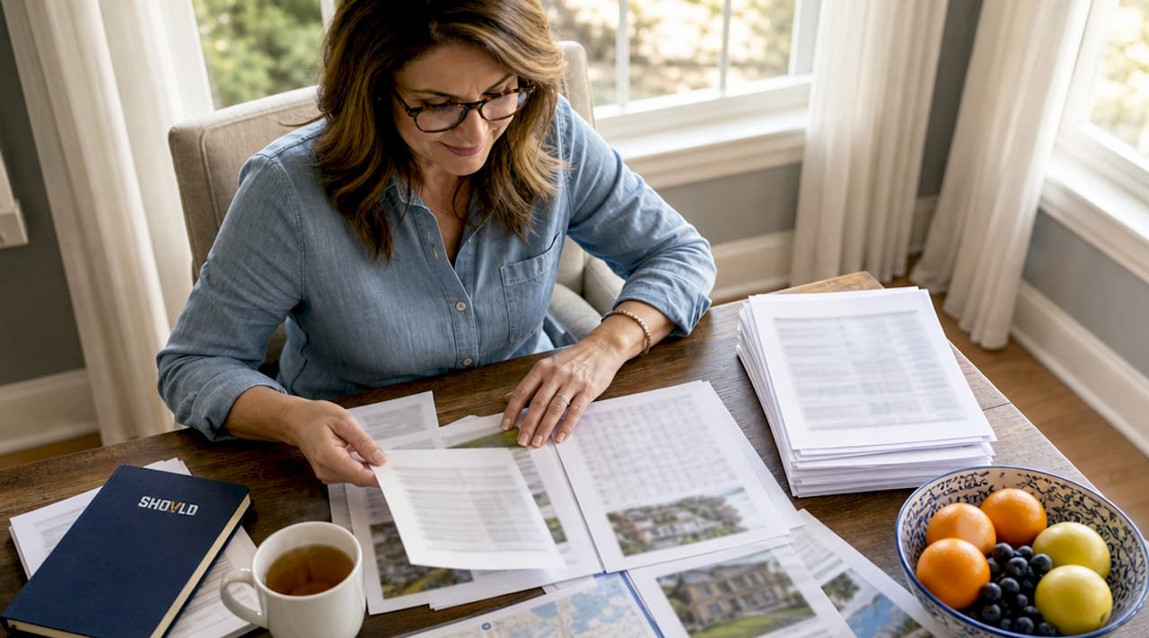 Investor reviewing due diligence documents at desk