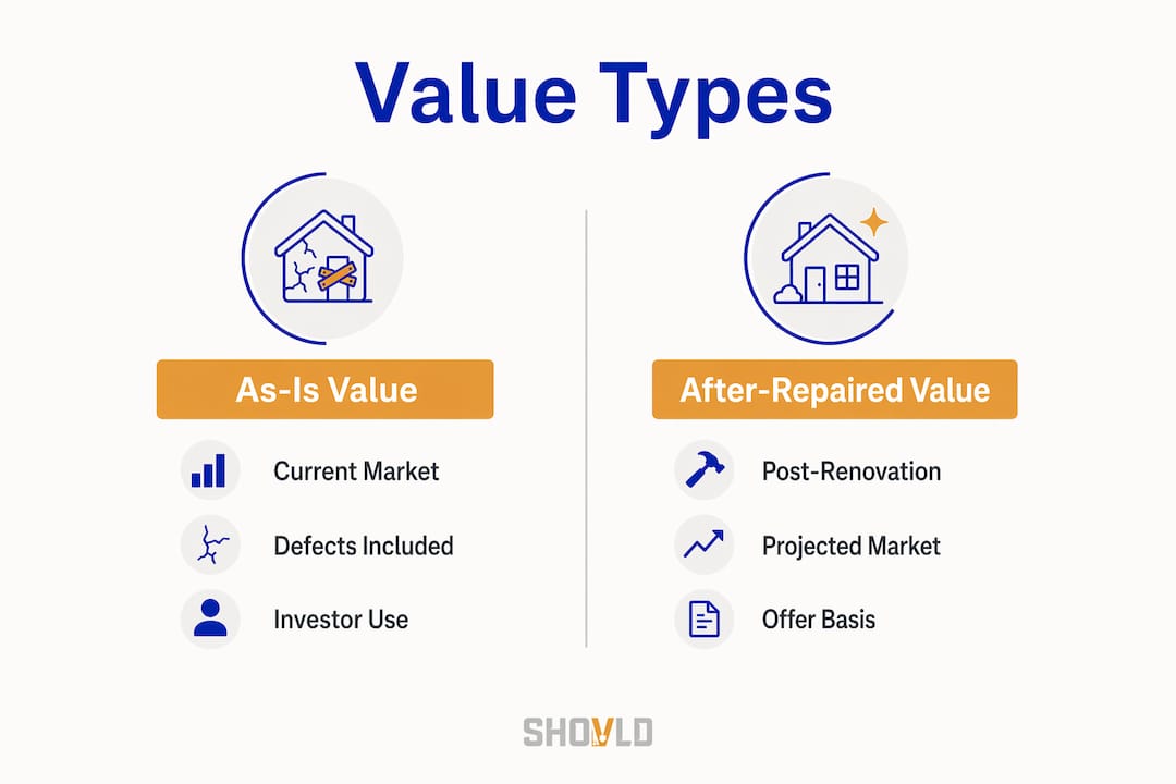 Infographic comparing as-is and after-repaired property values