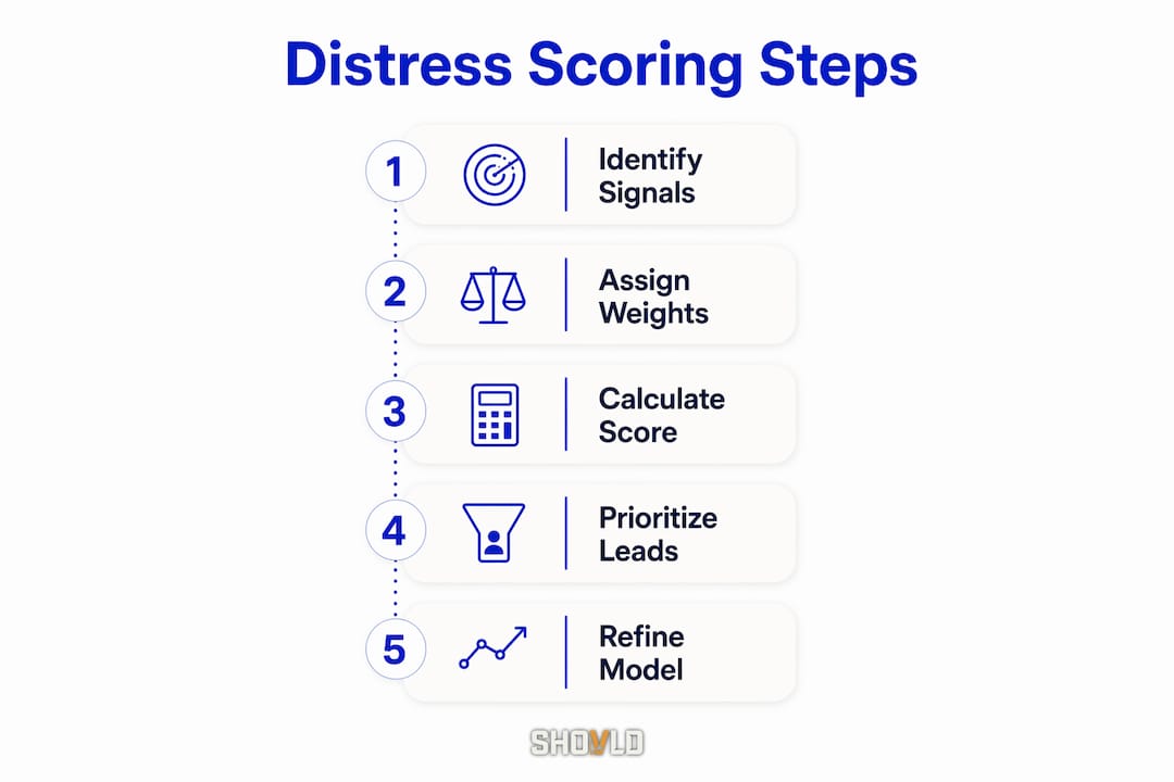 Infographic showing distress scoring steps