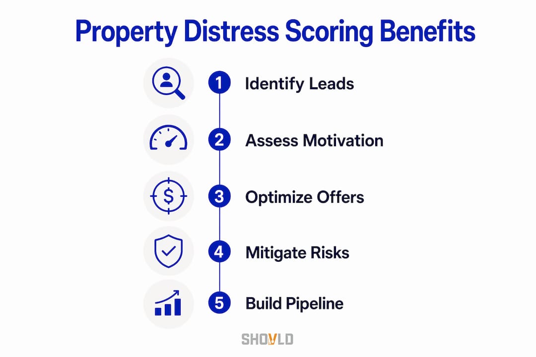 Infographic showing benefits of distress scoring for acquisitions