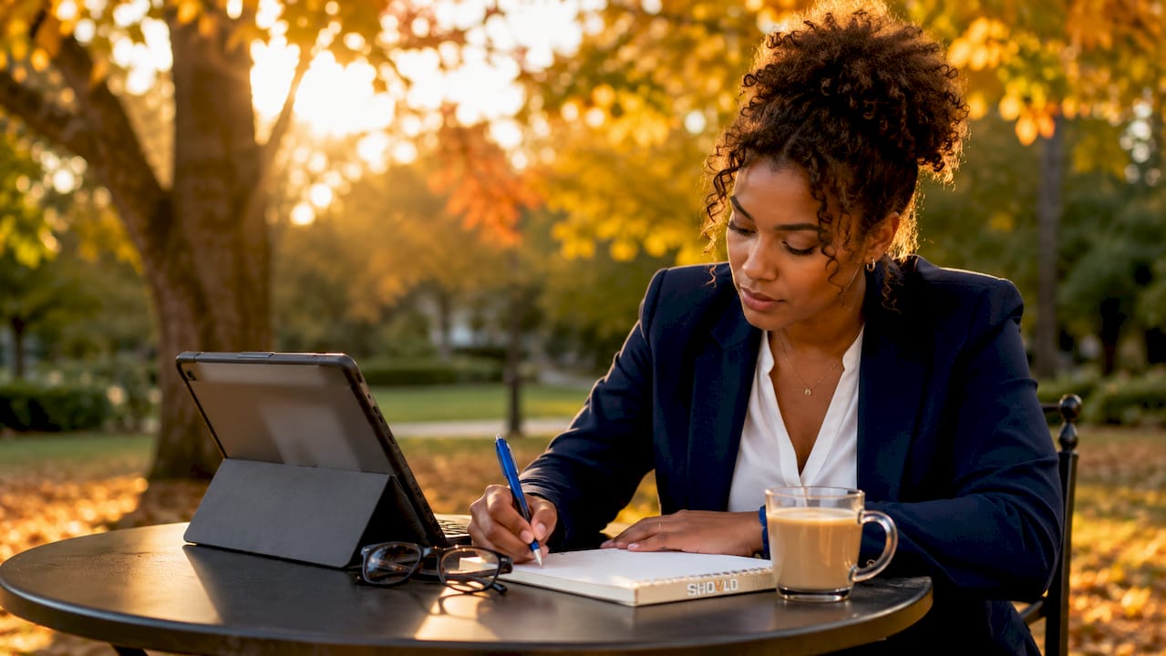 Investor evaluating seller motivation points at café
