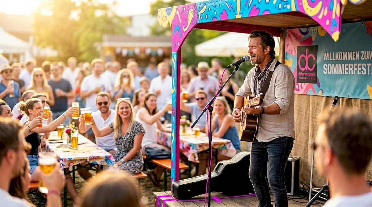 Ein Musiker sorgt auf einer stilvollen Veranstaltung für die passende musikalische Untermalung.