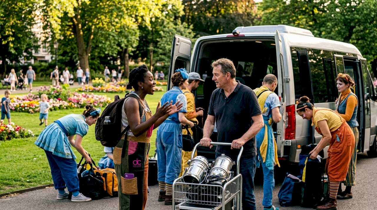 Die Künstler planen ihre Anreise so, dass sie möglichst umweltfreundlich unterwegs sind.